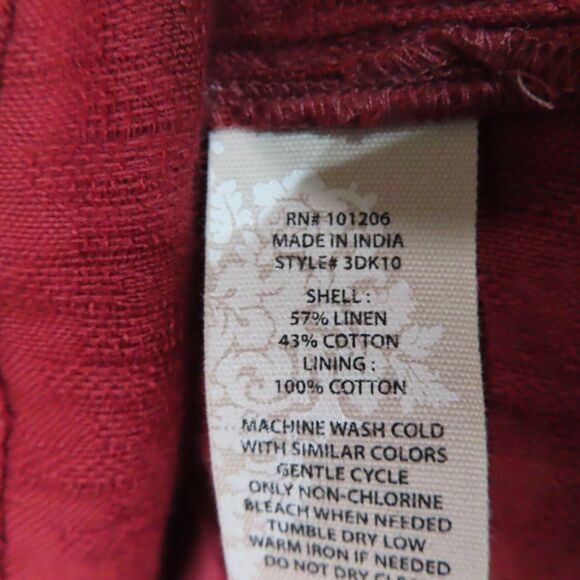 Soft Surrounding Shirt Dress Medium Petite Red Linen Short Sleeve Remi Gauze - Picture 5 of 7